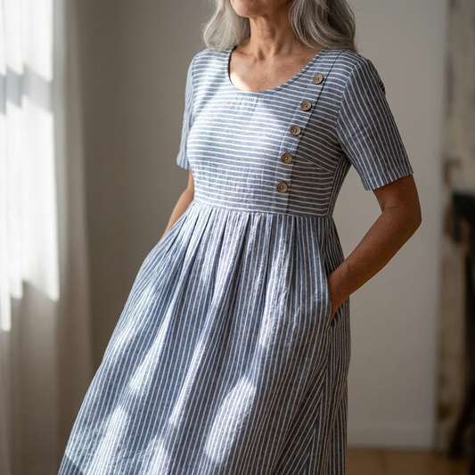 Striped Midi Dress - Blue