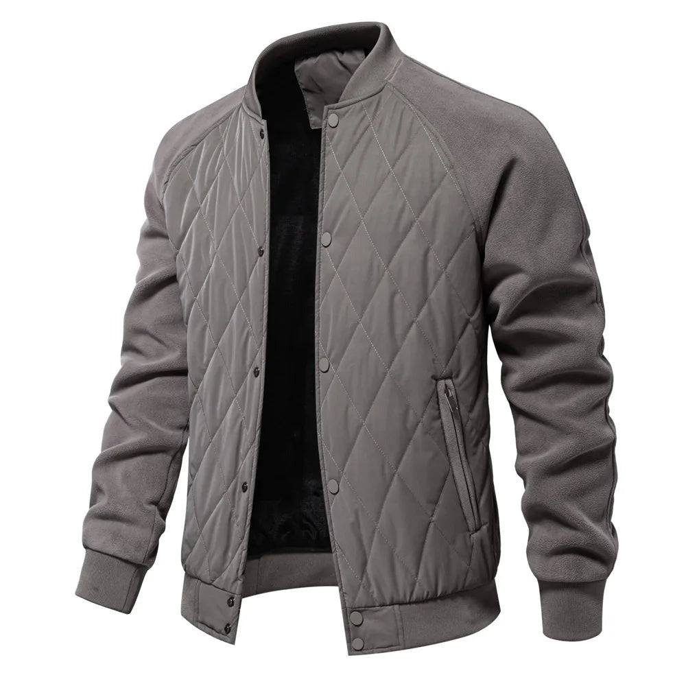 Soave Contrast-Sleeve Quilted Bomber Jacket - Grey