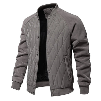 Soave Contrast-Sleeve Quilted Bomber Jacket - Grey