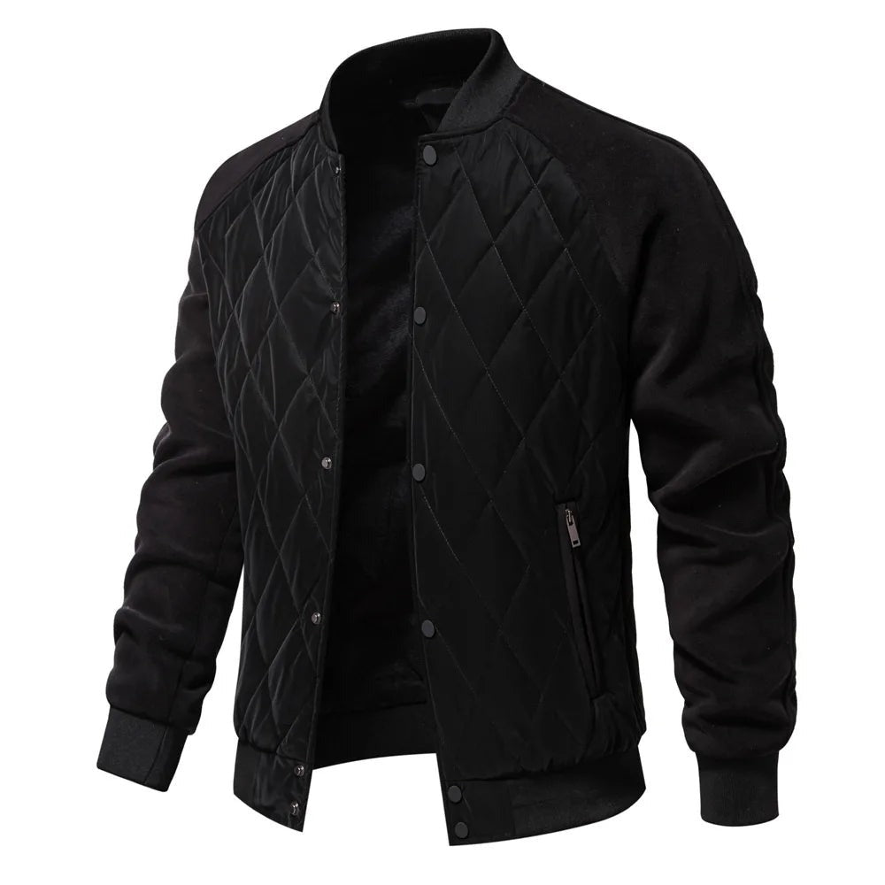 Soave Contrast-Sleeve Quilted Bomber Jacket - Black