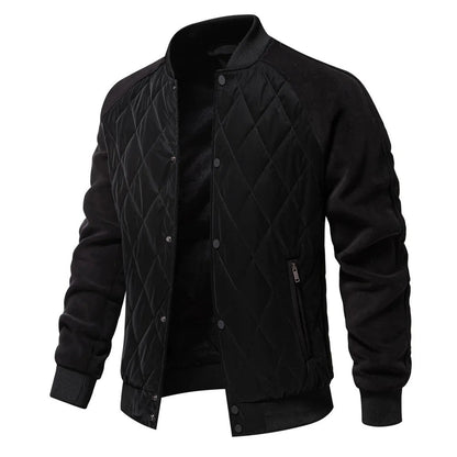 Soave Contrast-Sleeve Quilted Bomber Jacket - Black