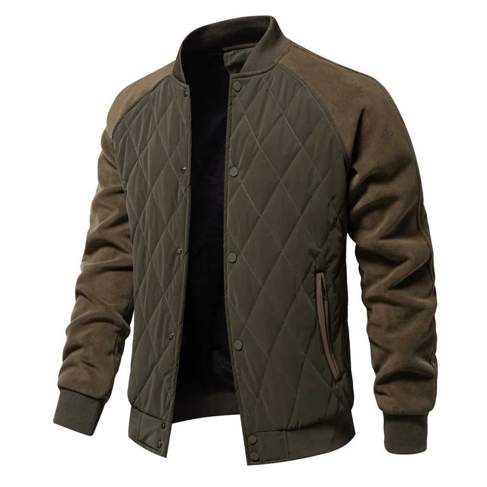 Soave Contrast-Sleeve Quilted Bomber Jacket - Green