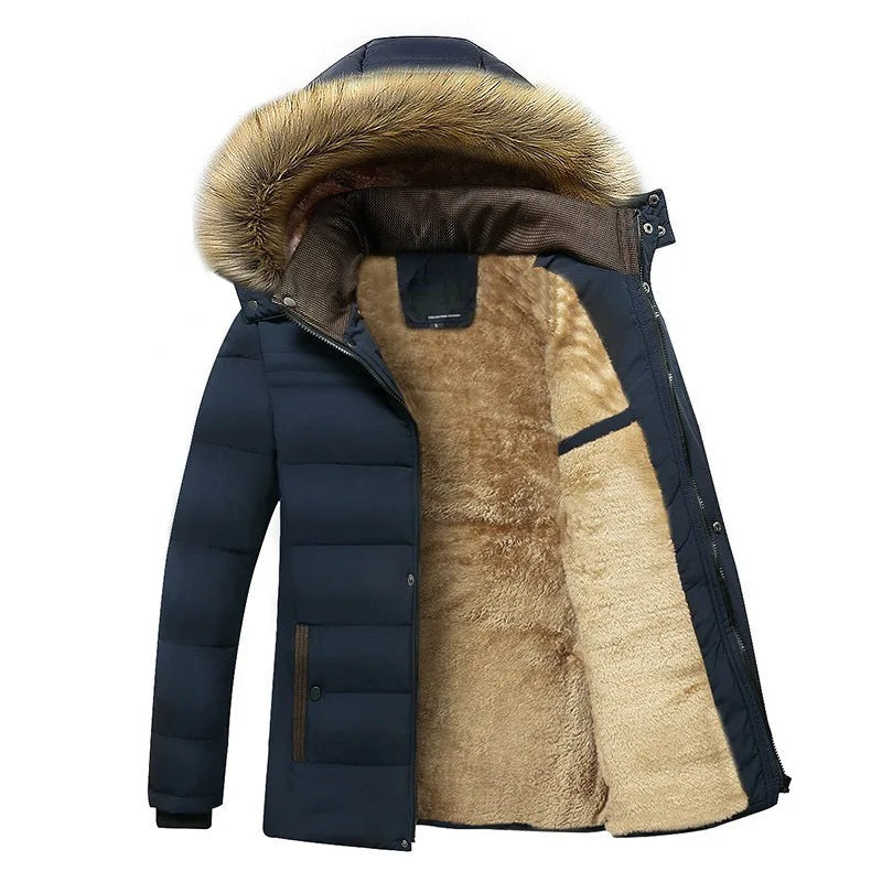 Soverato Fleece-Lined Hooded Winter Jacket - Navy Blue