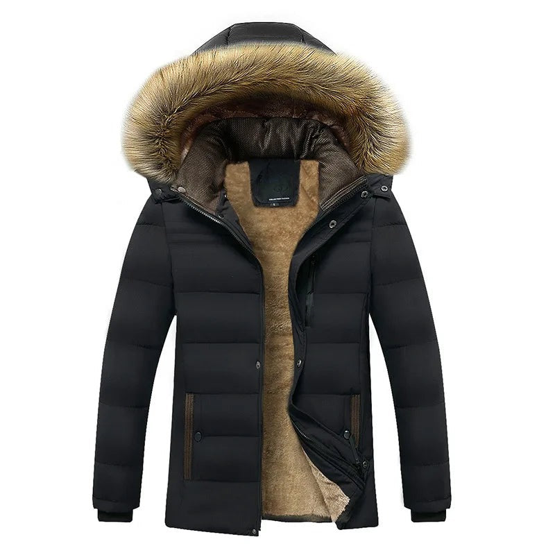 Soverato Fleece-Lined Hooded Winter Jacket - Black