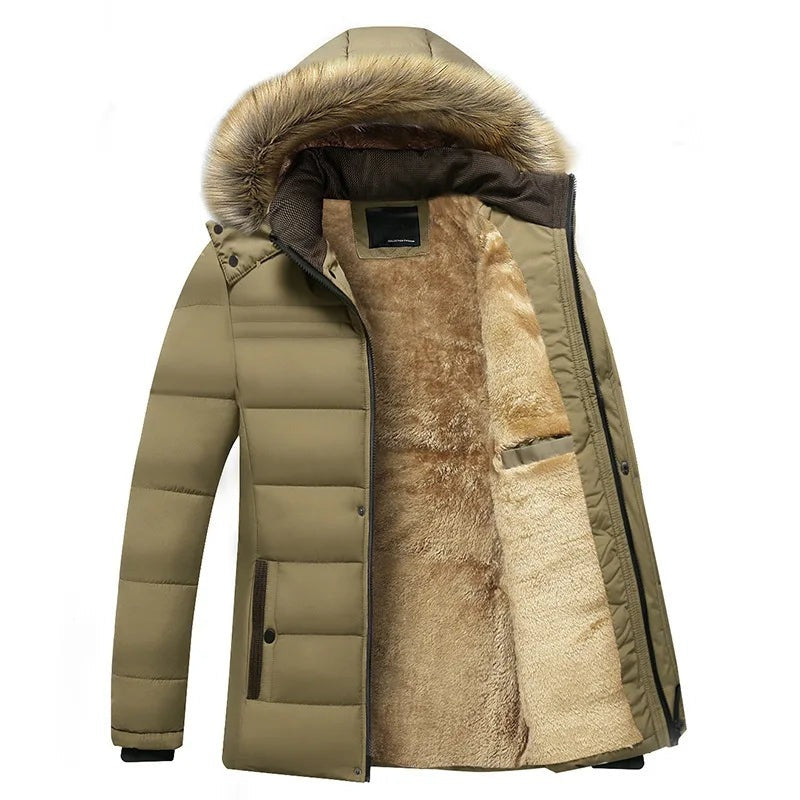 Soverato Fleece-Lined Hooded Winter Jacket - Khaki