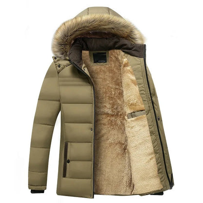 Soverato Fleece-Lined Hooded Winter Jacket - Khaki
