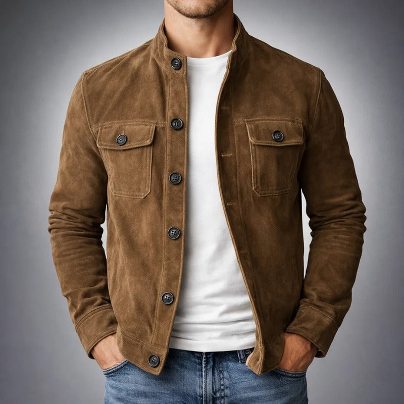 Spello Suede Trucker Jacket - Brown
