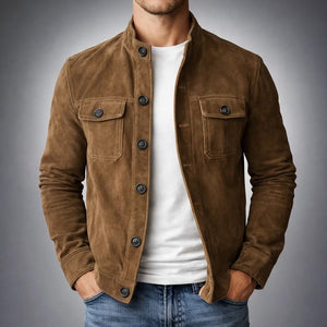 Spello Suede Trucker Jacket - Brown