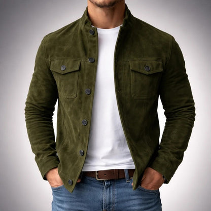 Spello Suede Trucker Jacket - Green