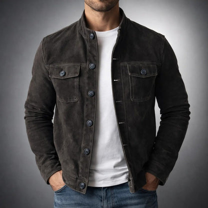Spello Suede Trucker Jacket - Black