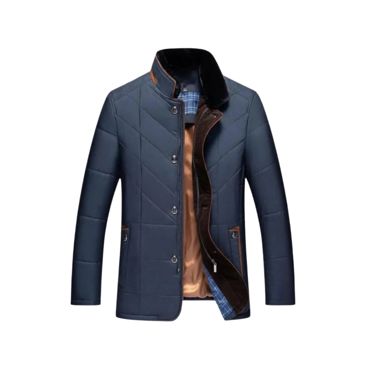 Sulmona Lined Stand-Collar Jacket - Blue