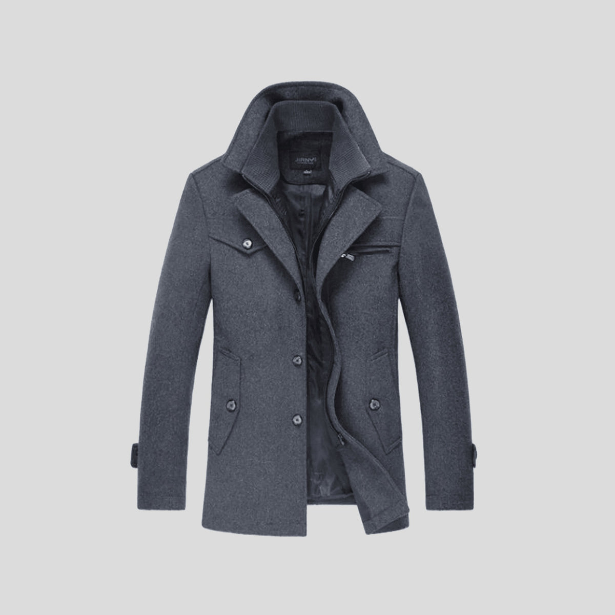 Susegana Layered-Collar Winter Coat - Grey