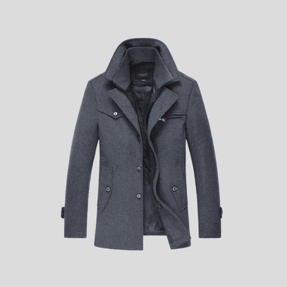 Susegana Layered-Collar Winter Coat - Grey
