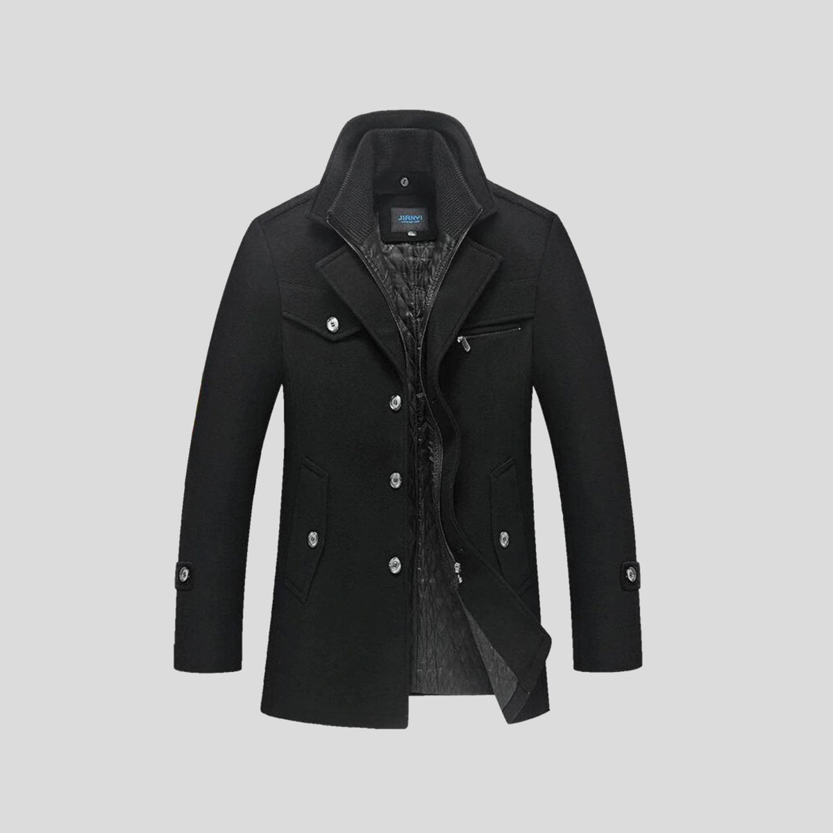 Susegana Layered-Collar Winter Coat - Black