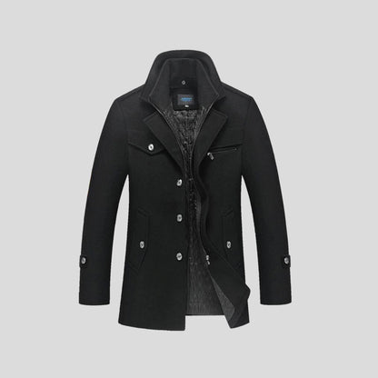 Susegana Layered-Collar Winter Coat - Black