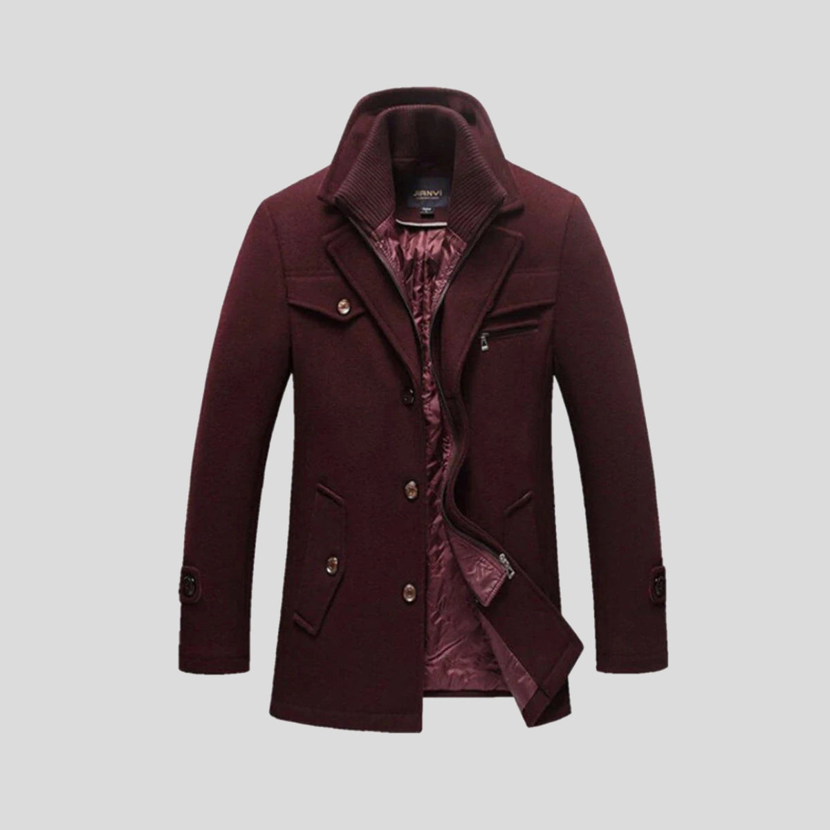 Susegana Layered-Collar Winter Coat - Red