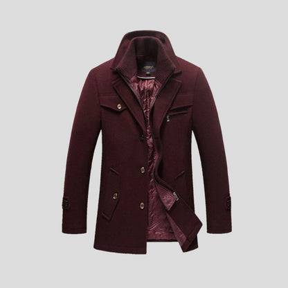 Susegana Layered-Collar Winter Coat - Red