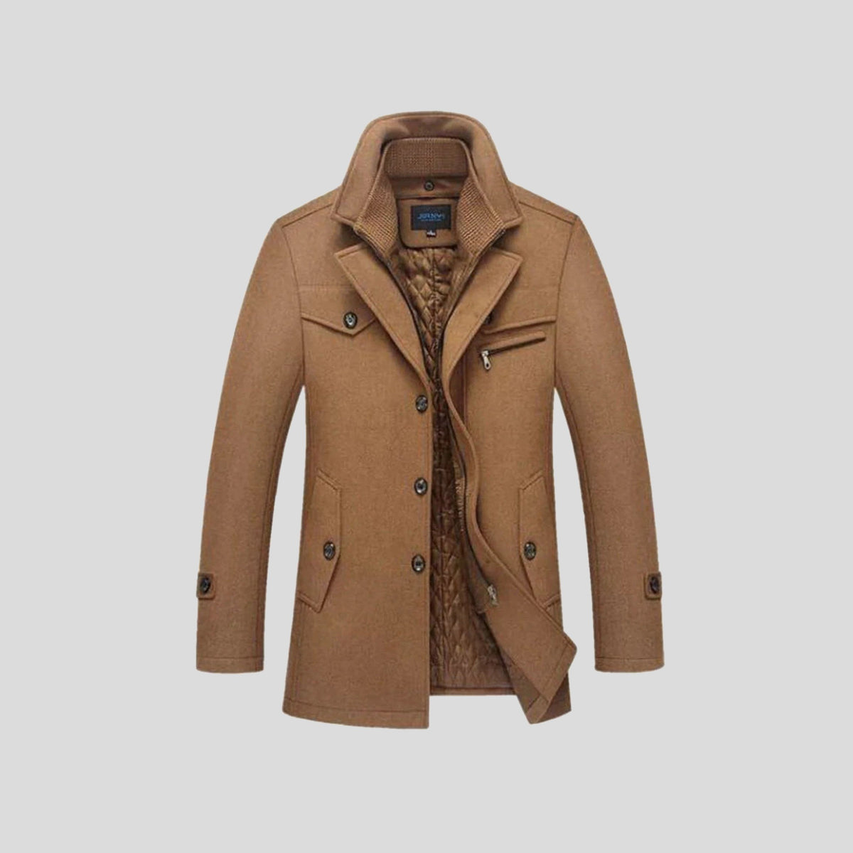 Susegana Layered-Collar Winter Coat - Brown