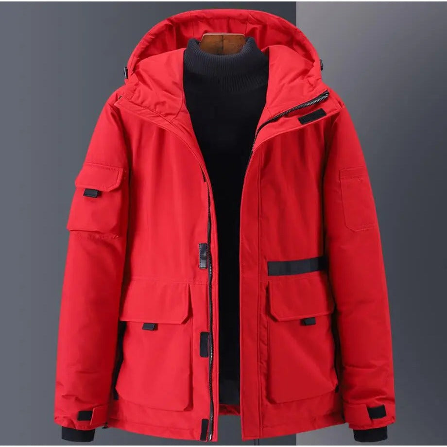 Thiene Hooded Padded Utility Jacket - Red