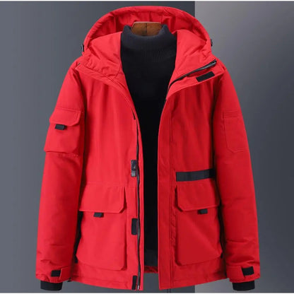 Thiene Hooded Padded Utility Jacket - Red