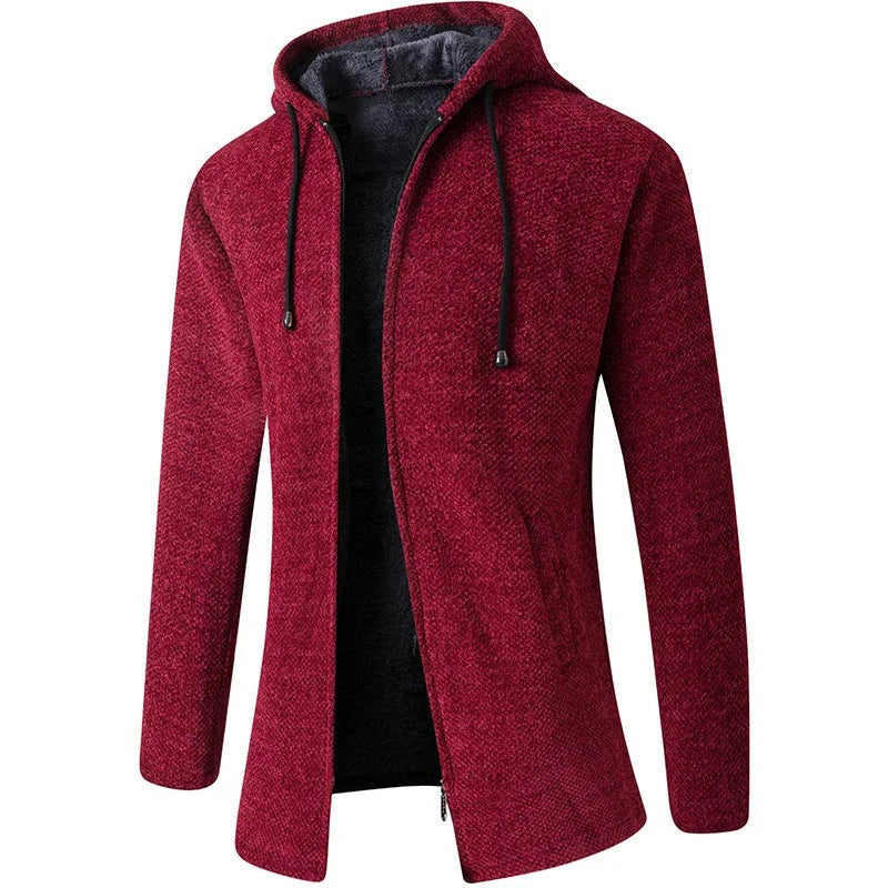 Tirano Fleece-Lined Hooded Knit Jacket - Red