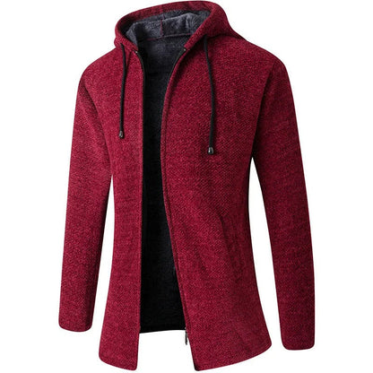 Tirano Fleece-Lined Hooded Knit Jacket - Red