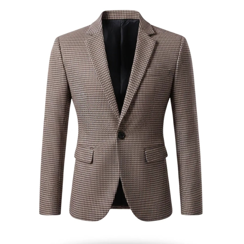 Tolentino Micro-Check Blazer - Khaki