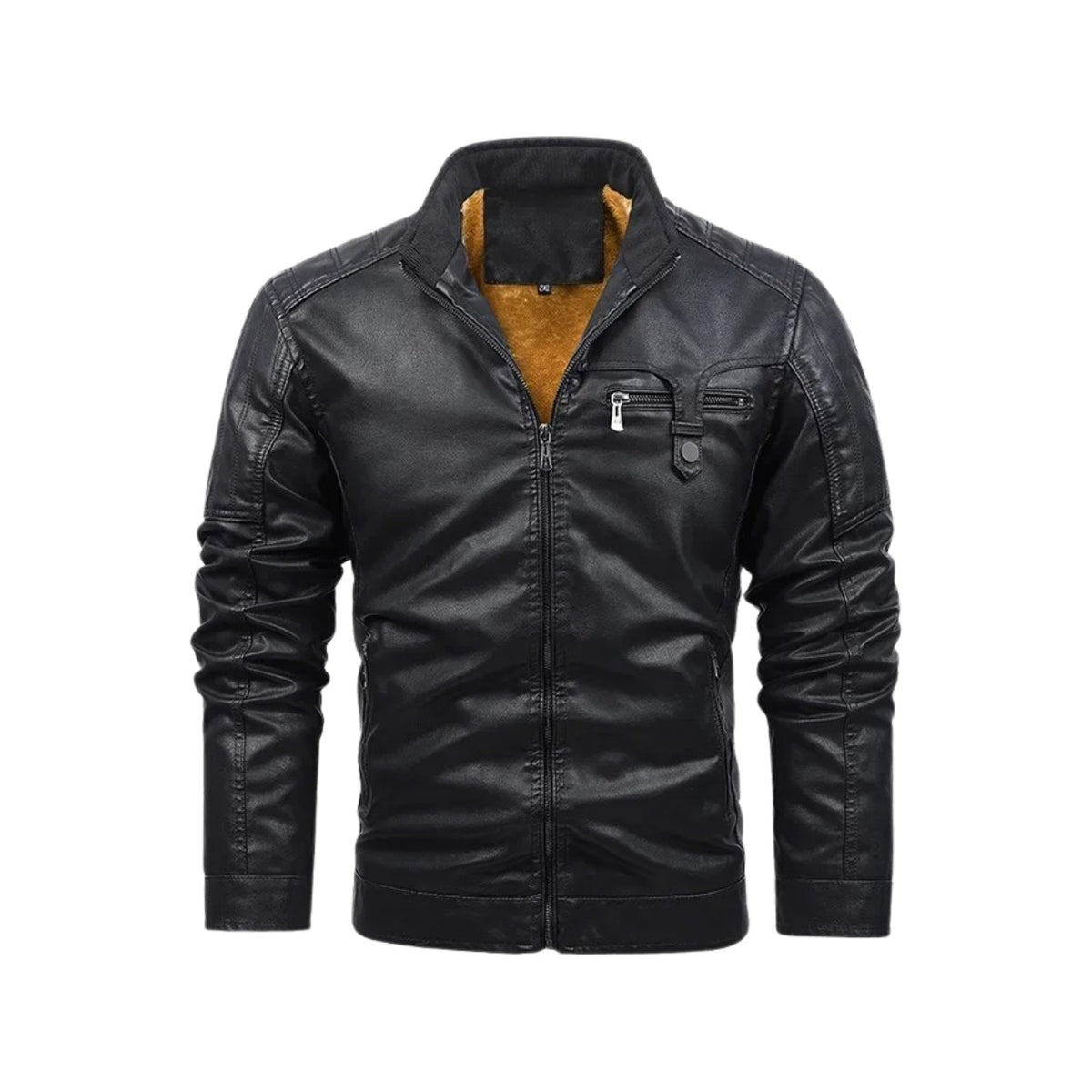 Trapani Fleece-Lined Leather Jacket - Black