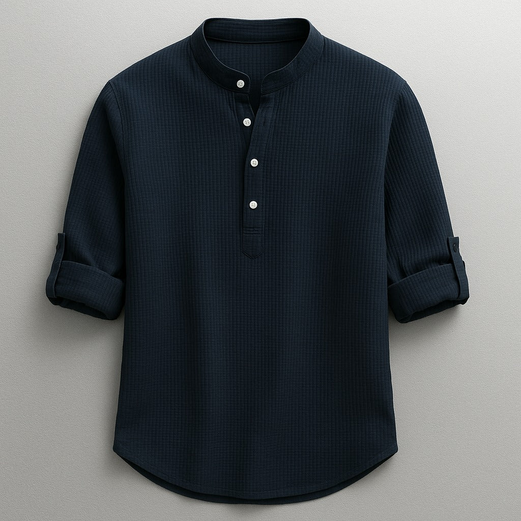 Trento Cotton Shirt - Navy Blue