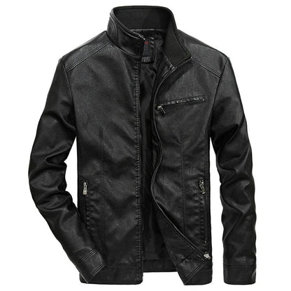 Treviglio Stand-Collar Leather Jacket - Black