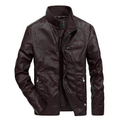 Treviglio Stand-Collar Leather Jacket - Brown