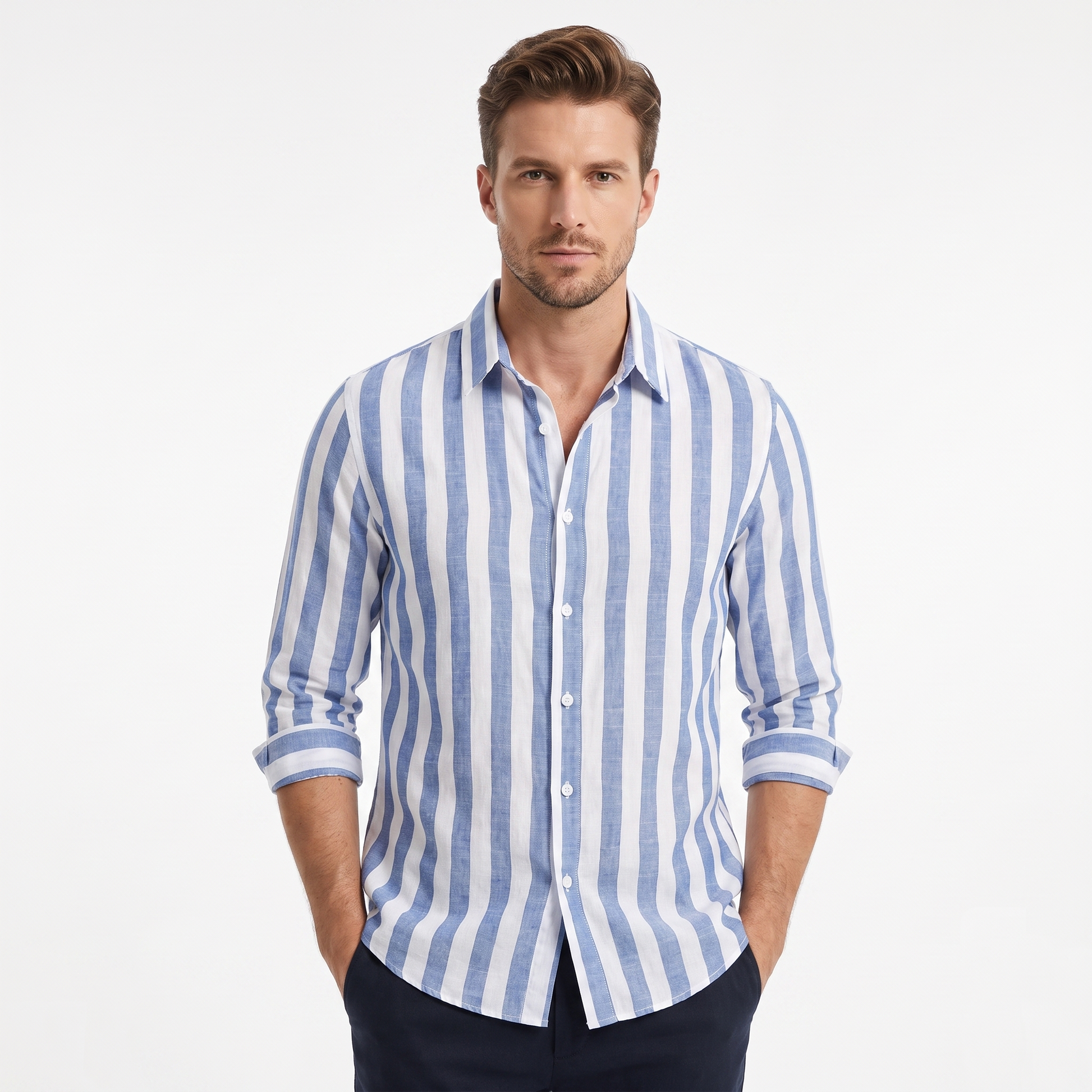 Trieste Striped Shirt - onmodel
