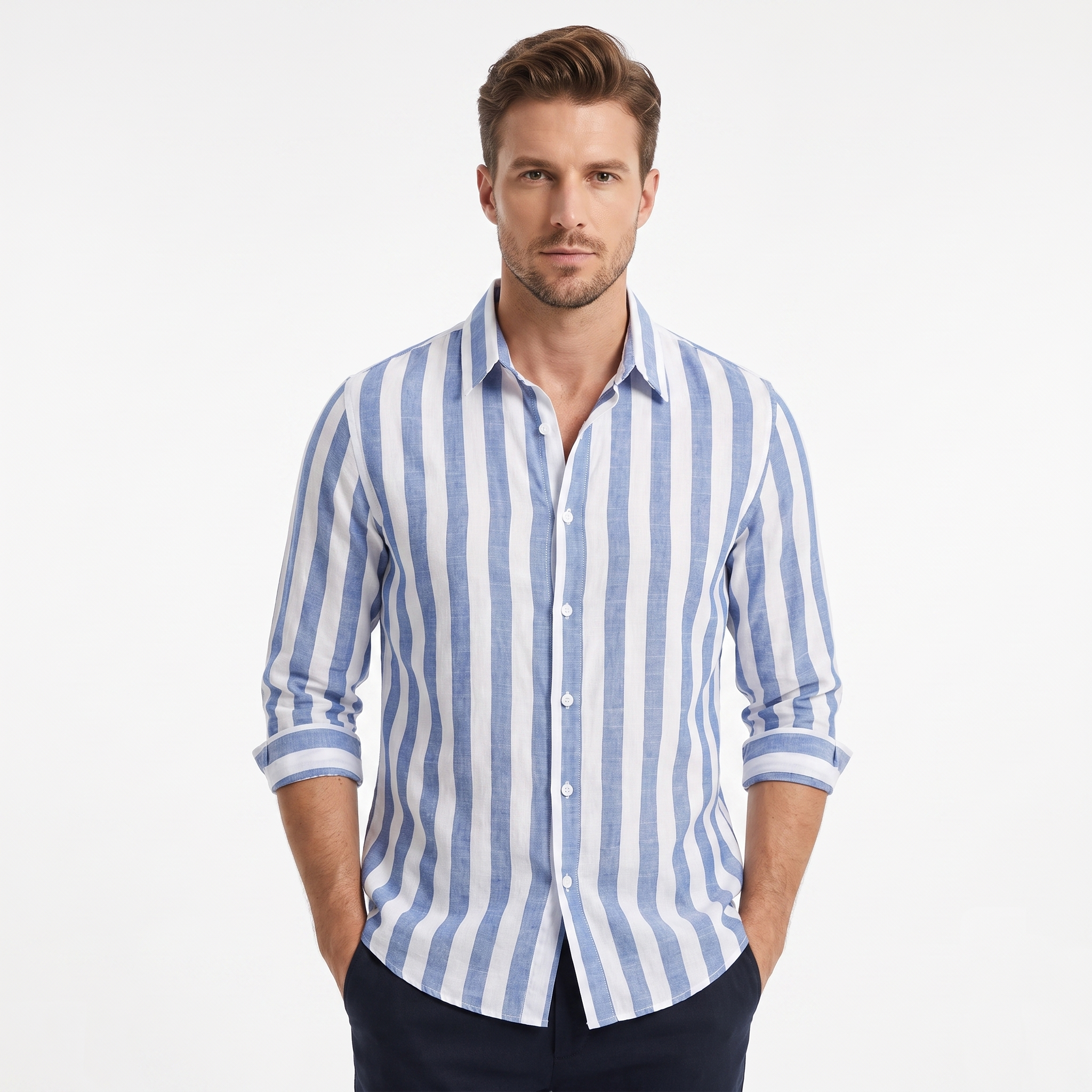 Trieste Striped Shirt - onmodel