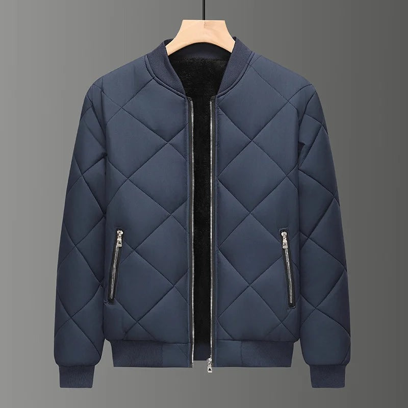 Valdagno Quilted Fleece-Lined Bomber Jacket - Navy Blue