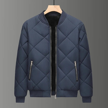 Valdagno Quilted Fleece-Lined Bomber Jacket - Navy Blue