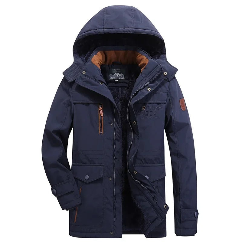 Valmadrera Hooded Padded Winter Jacket - Navy Blue