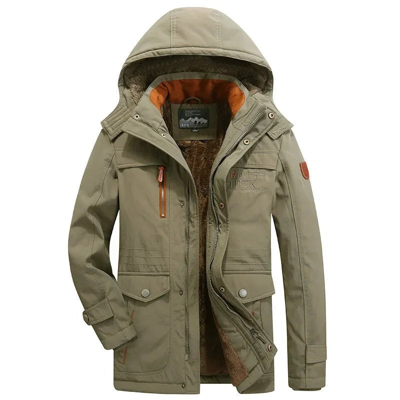 Valmadrera Hooded Padded Winter Jacket - Khaki