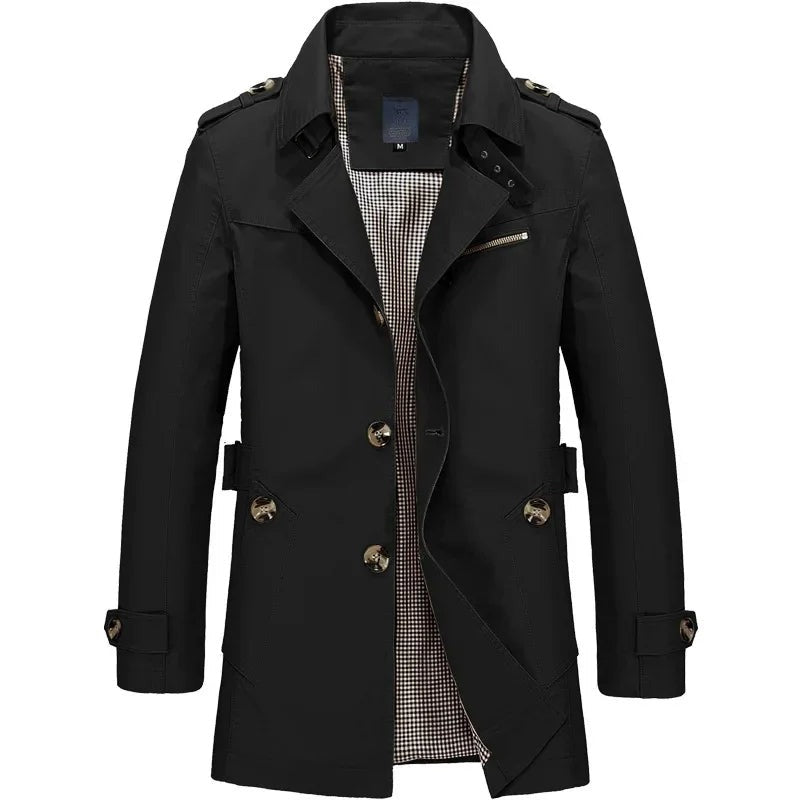 Varazze Single-Breasted Trench Coat - Black