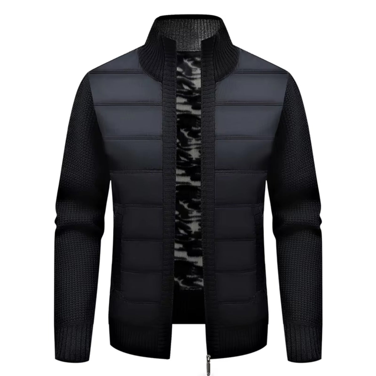 Vasto Quilted Knit Hybrid Jacket - Black