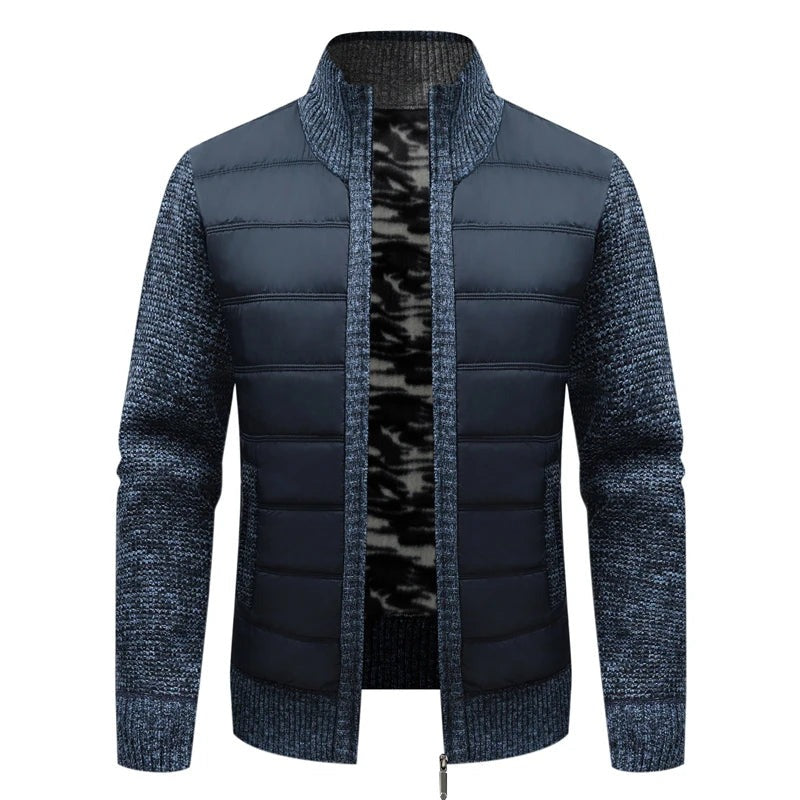 Vasto Quilted Knit Hybrid Jacket - Navy Blue