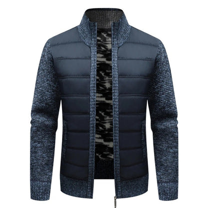 Vasto Quilted Knit Hybrid Jacket - Navy Blue