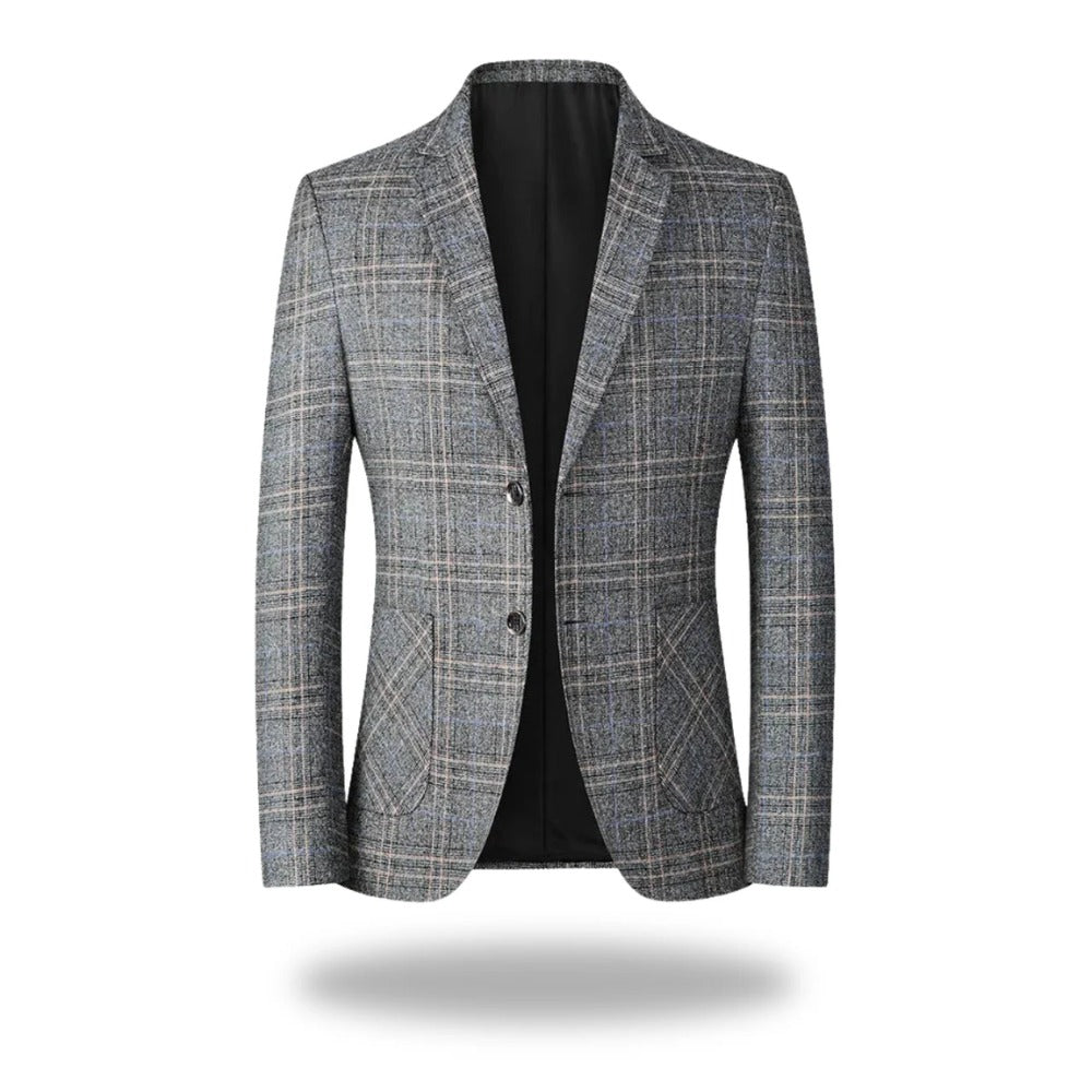 Velletri Check Two-Button Blazer - Grey