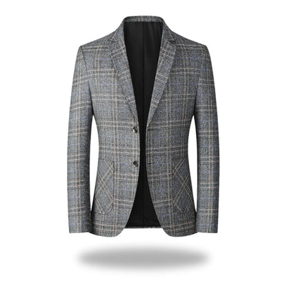 Velletri Check Two-Button Blazer - Grey