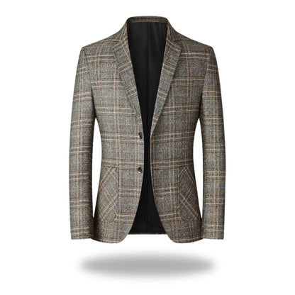 Velletri Check Two-Button Blazer - Khaki
