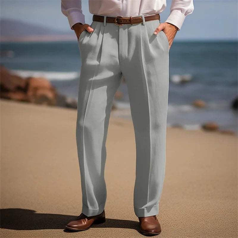 Vercelli Linen Pants - Light Grey