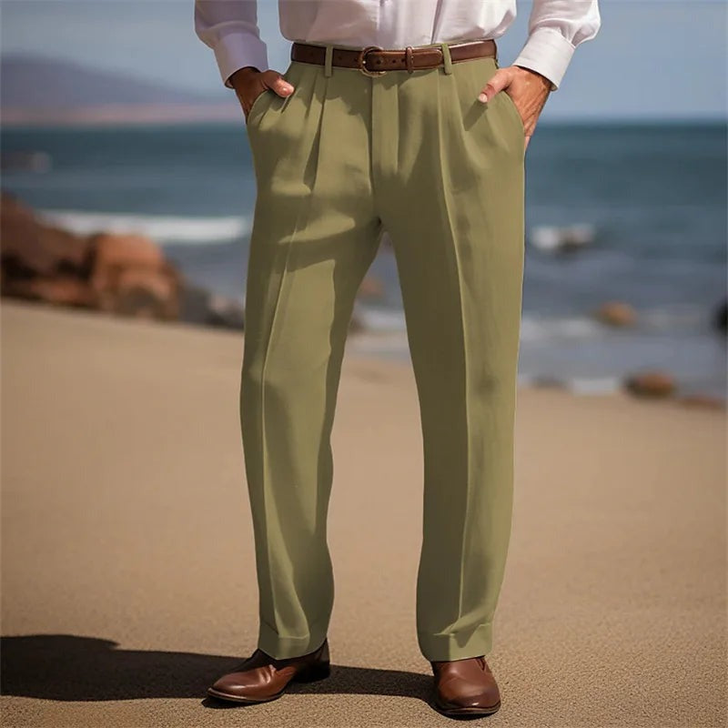 Vercelli Linen Pants - Green
