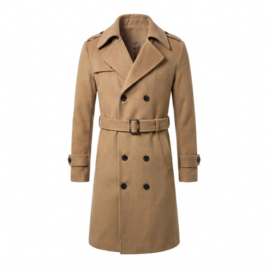 Vinci Double-Breasted Long Overcoat - cover