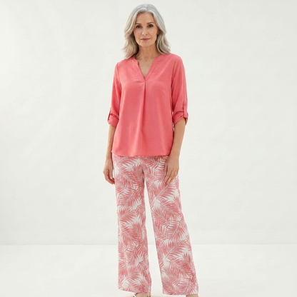 Printed Two-Piece Set - Coral Pink