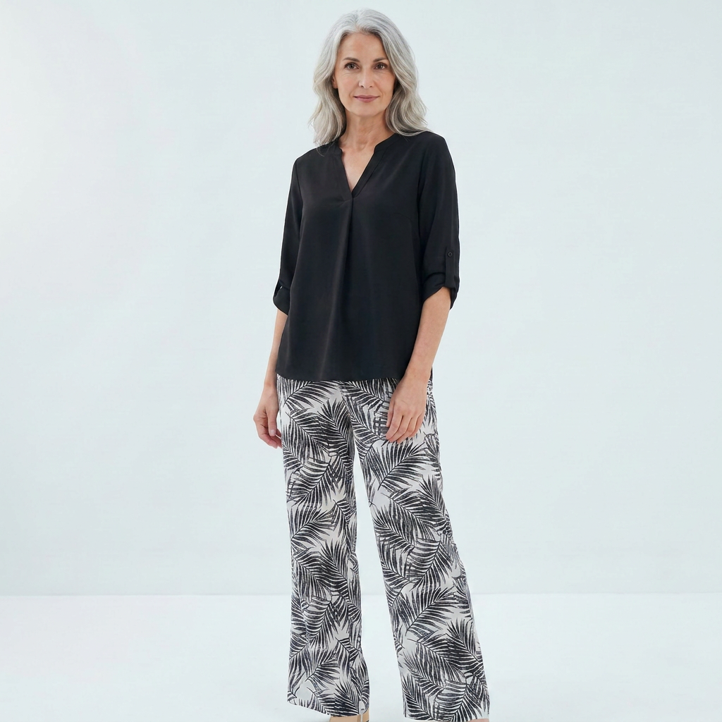 Printed Two-Piece Set - Black